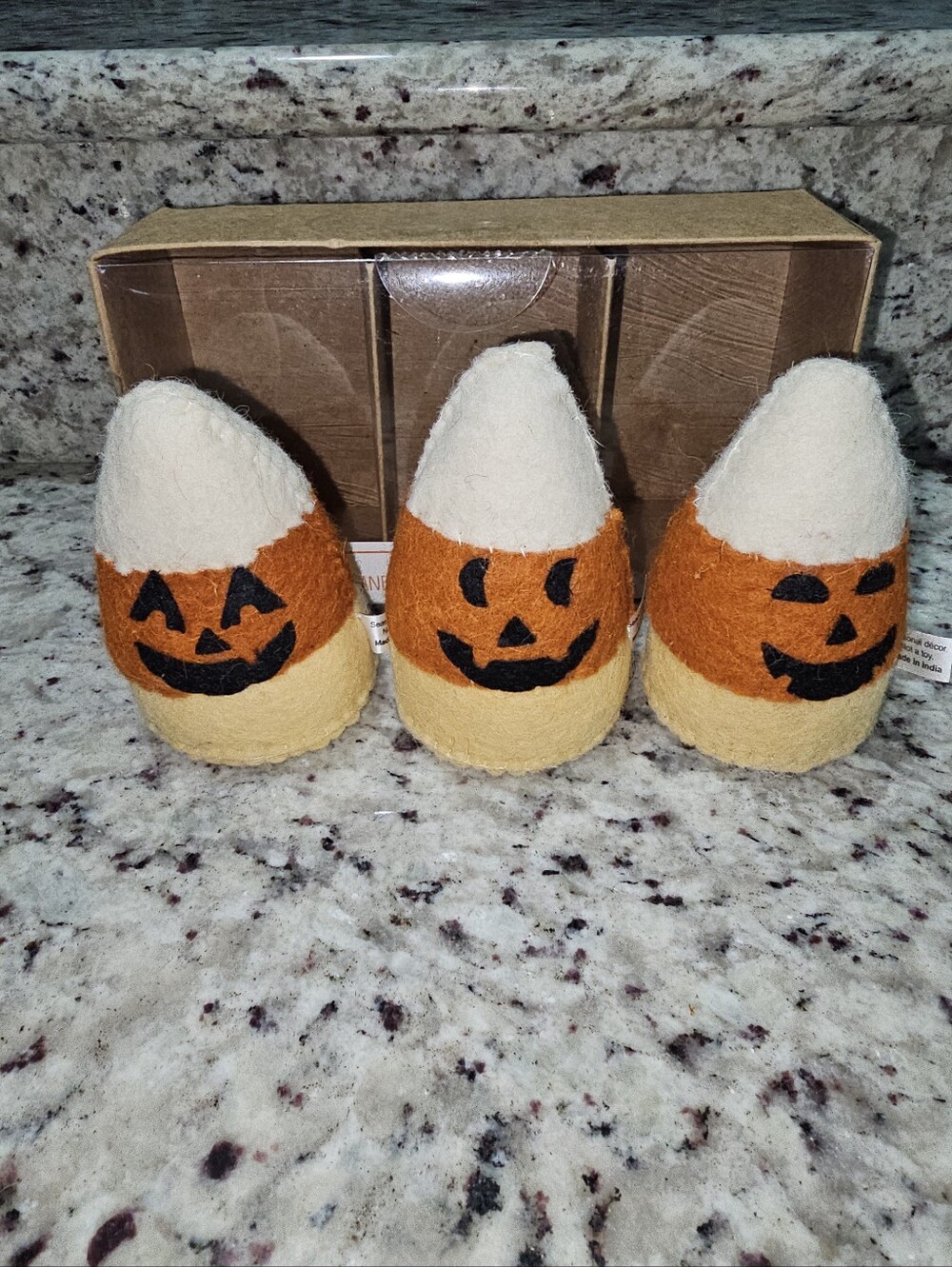 Wool Felted Candy Corn Decor - Set Of 3 Halloween - TJ Maxx - EUC